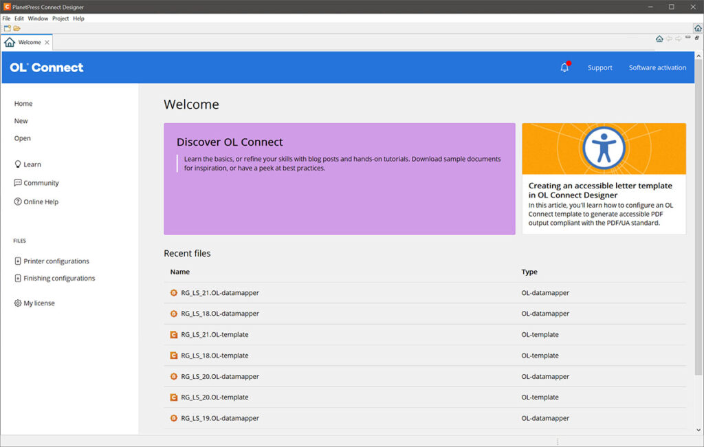 Screenshot UI OL Connect Designer