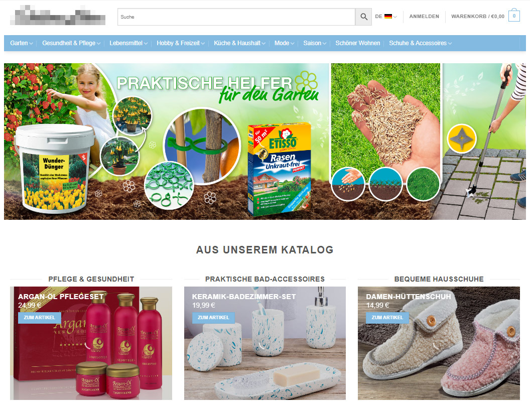 Screenshot WooCommerce webshop