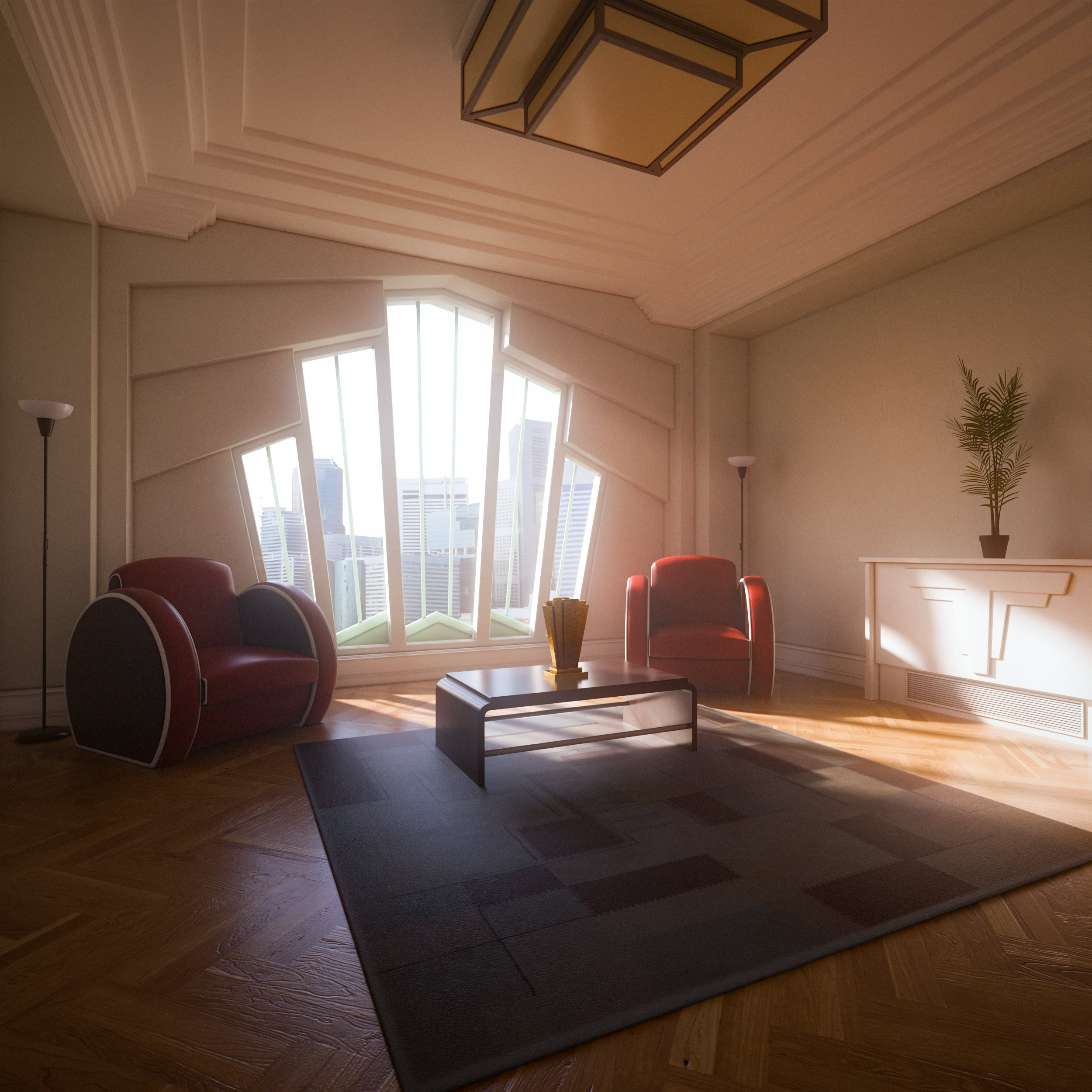 Render eines Art Deco Appartements