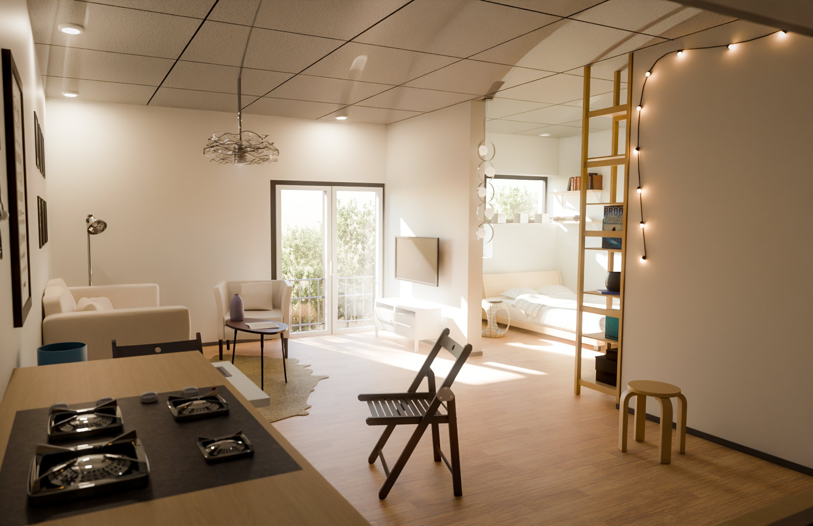 Render eines kleinen Appartements