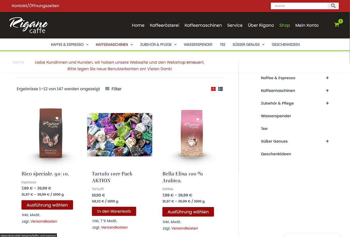 webseite_rigano_de Screenshot Webseite Rigano.de